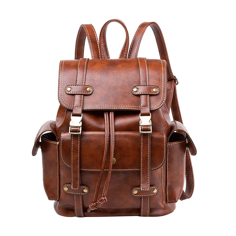 Водонепроницаемый рюкзак из мягкой искусственной кожи на шнурке для женщин