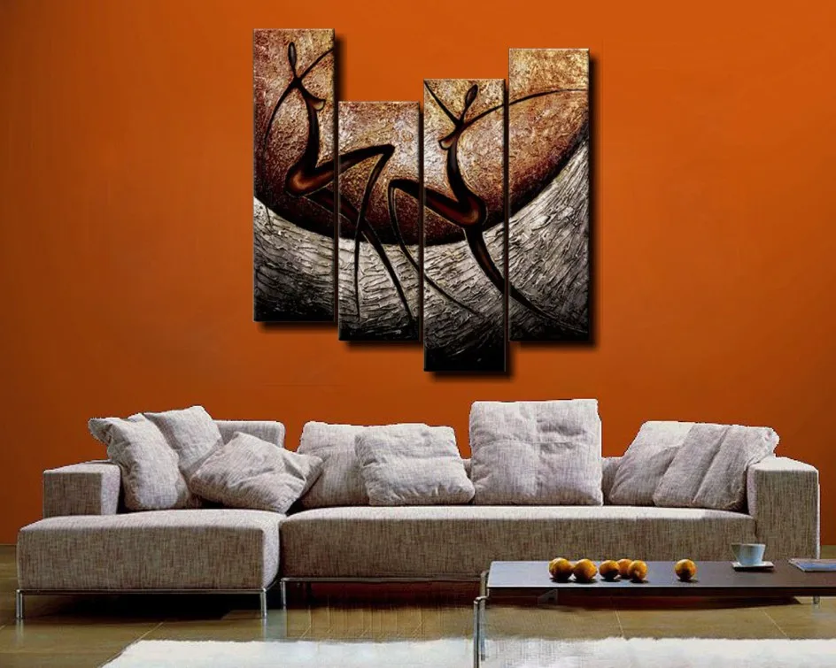 Ручная роспись маслом на холсте 4 предмета абстрактная фотография Современный