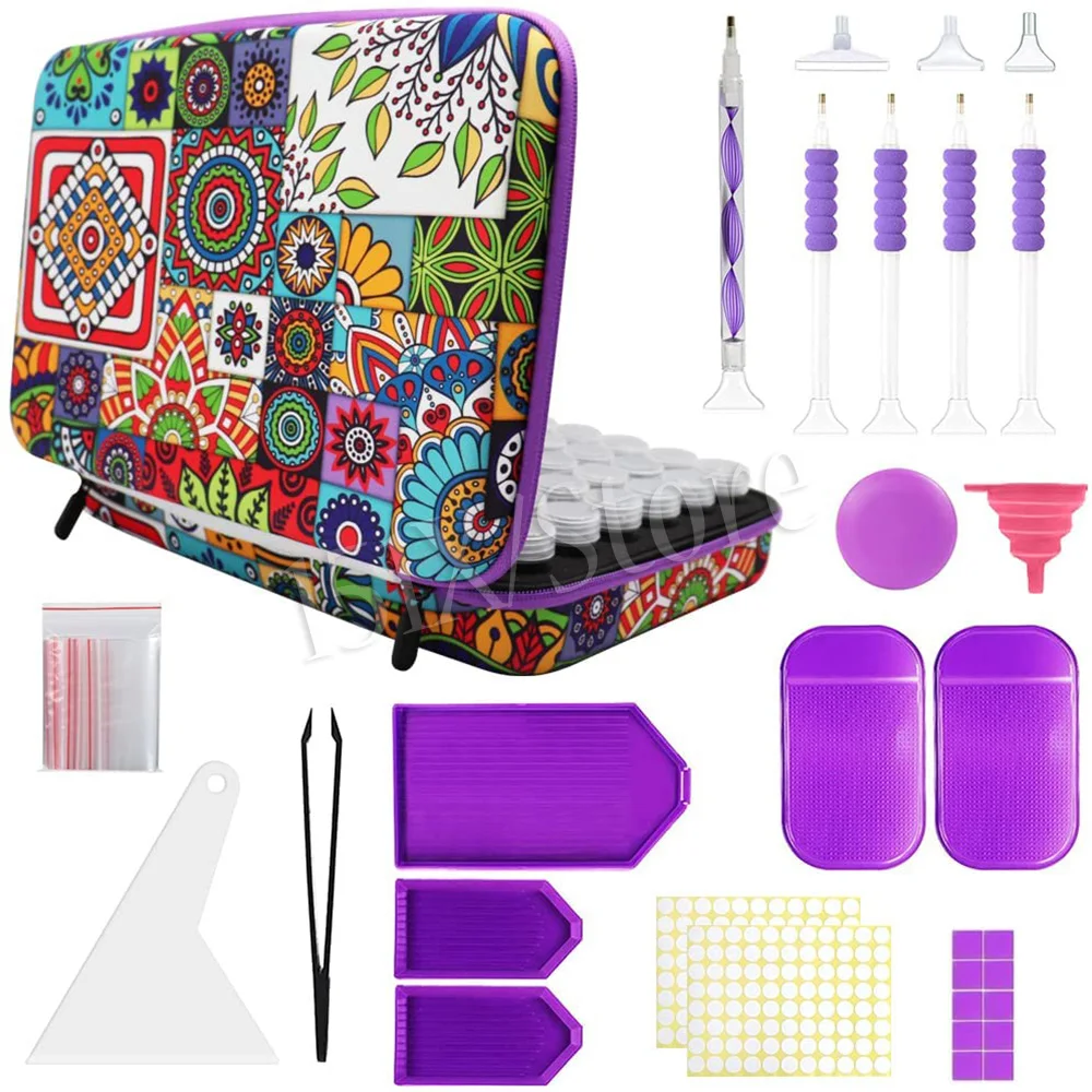 

With 30 pcs tools Diamond Painting Storage Box 60 Bottles Diamond Painting Accessories Tools Bead Mosaic Storage Container Bag