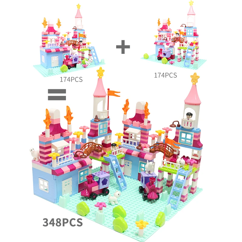 174 шт. розовый принцесса замок Строительные блоки Друзья дом Кирпичи DIY
