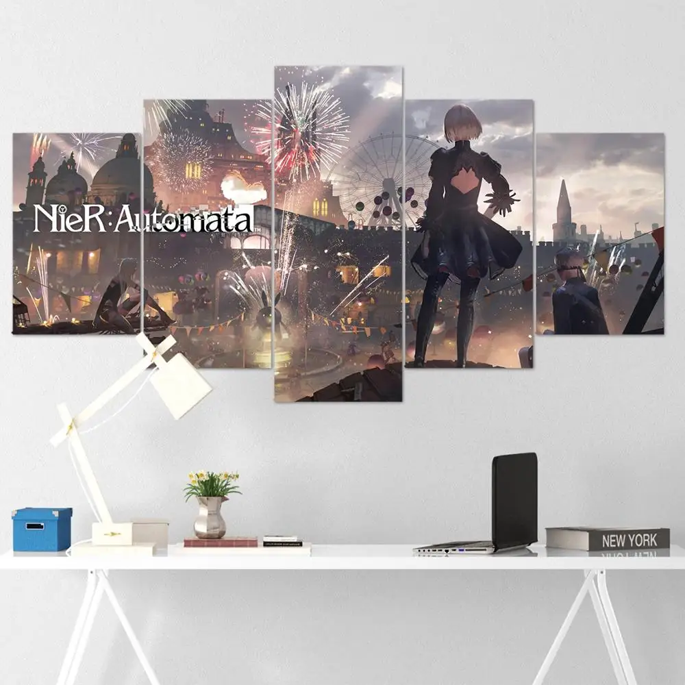 

5 Piece Wall Art Canvas Game Figure Modular Picture Sexy Girls Posters And Prints Modern Home Living Room Decoration Paintings