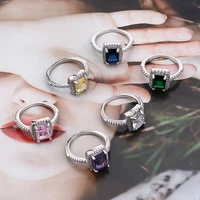 new style whiteyellowpurplebluegreenpink crystal rings for women colorful ring fashion jewelry