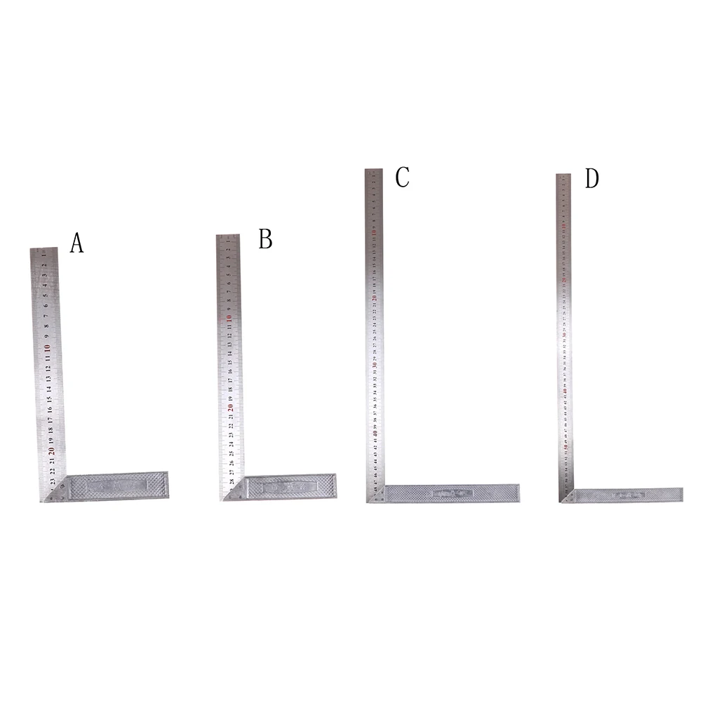 

4 Sizes Wood Measuring Right Angle Ruler 90 Degrees Measurement Instruments Tool Metal Steel Engineers Try Square Set