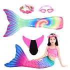 Детский купальный костюм русалка, с очками, с хвостом, для девочек, для косплея, Хэллоуина, Моноласты, хвосты для купания