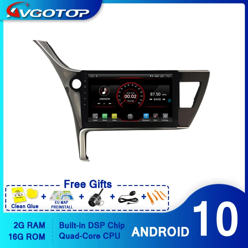 Автомобильный DVD плеер AVGOTOP с GPS Android 9 0 для TOYOTA COROLLA 2017 мультимедийный