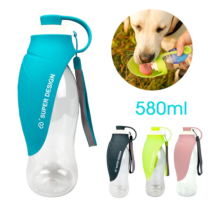 

580ml Portable Dog Water Bottle Soft Silicone Leaf Design Travel Dogs Bowl For Puppy Pet Drinking Outdoor Cat Water Dispenser