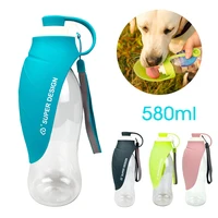 580ml portable dog water bottle soft silicone leaf design travel dogs bowl for puppy pet drinking outdoor cat water dispenser