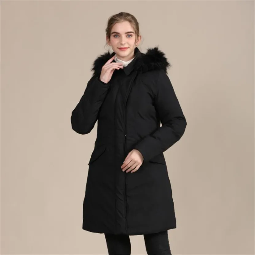 

2020 Winter New Long Parker Cotton Padded Jacket Women's Big Fur Collar Hooded Zipper Single Breasted Slim Cotton Coat