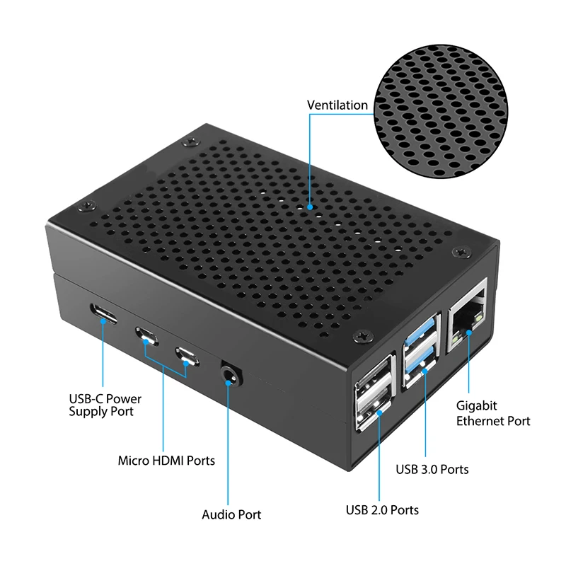 Оригинальный комплект для Raspberry Pi 4B 2 Гб ОЗУ 4 Model B с 32 Microsd алюминиевый чехол