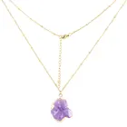 Асимметричное ожерелье с подвеской из натурального драгоценного камня, ожерелье с фиолетовыми кристаллами чакры, кварца, аметиста, богемное модное Подарочное ювелирное изделие