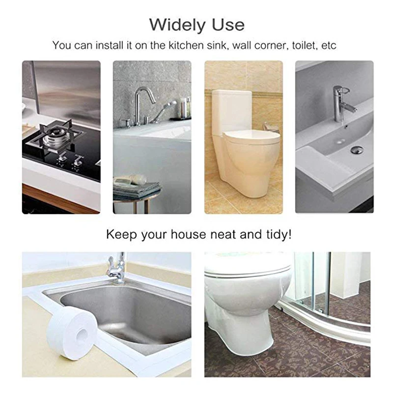 Герметичная лента для ванны 2 упаковки самоклеящаяся водонепроницаемая