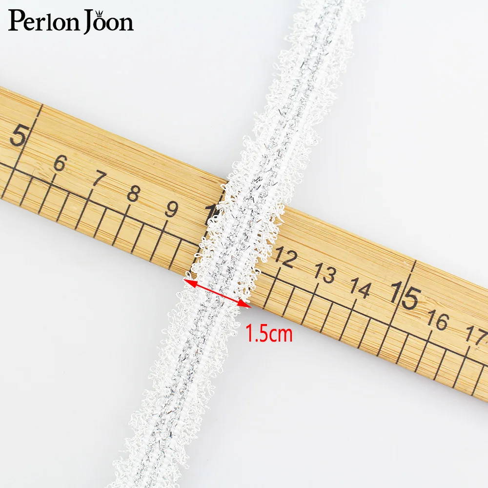 90 ярдов Золотая/серебряная нить смешанные ленты кружева ряд венчиков тканые