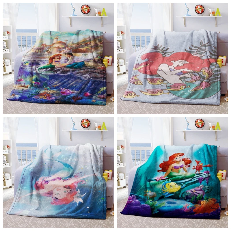 

Disney Mermaid Ariel Blanket Plush Velvet Warm Decoration Bed Home Throw Sofa Blankets Unisex Children Boys Gifts NEW