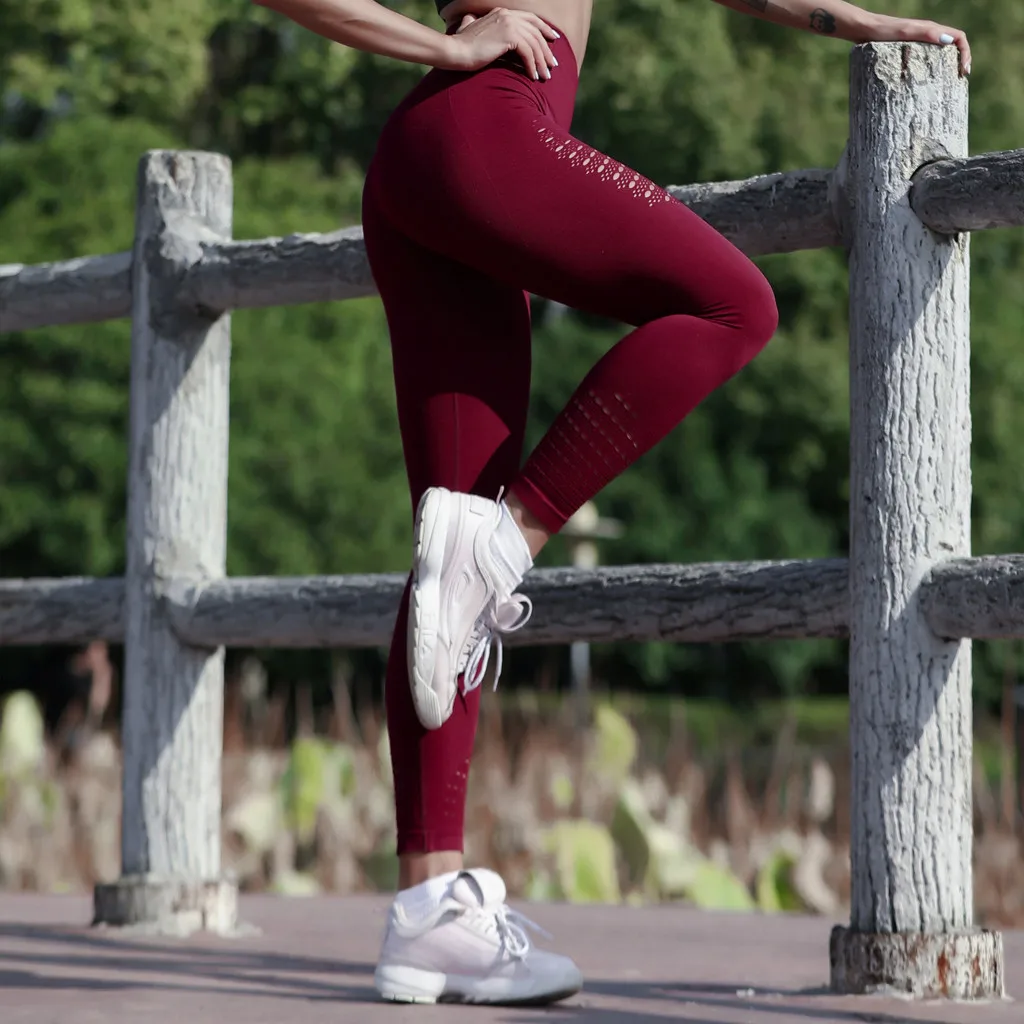 Сексуальные спортивные женские штаны с высокой талией одноцветные леггинсы для