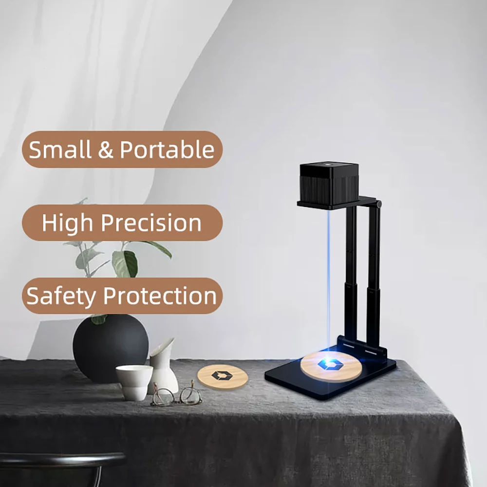 Лазерный гравировальный станок с bluetooth настольный многоугольный для дерева