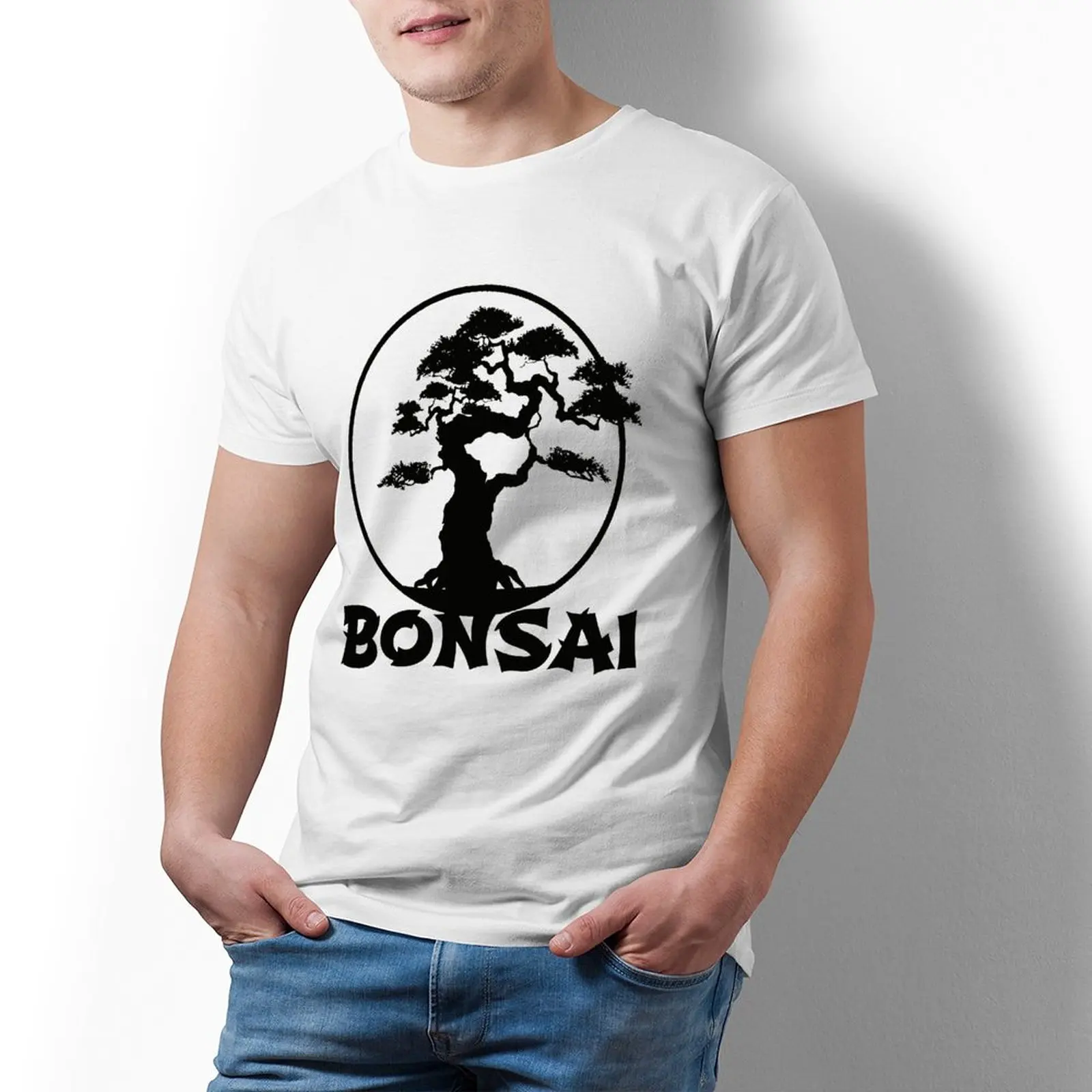 

Футболка мужская с изображением дерева бонсай, смешной хлопковый топ с принтом, с коротким рукавом, 4xl, на лето