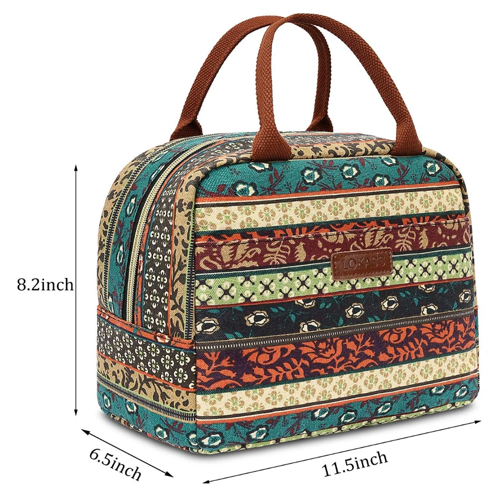 Lunch Bags for Women Kids Men Shoulder Food Picnic Bag Portable Thermal Insulated Cooler Drink Boxes Travel Tote Bohemia Red |