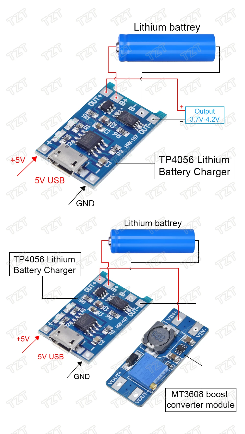 TZT MT3608 DC-DC повышающий усилитель конвертера модуль питания повышающий макс. выход 28 в 2A для arduino