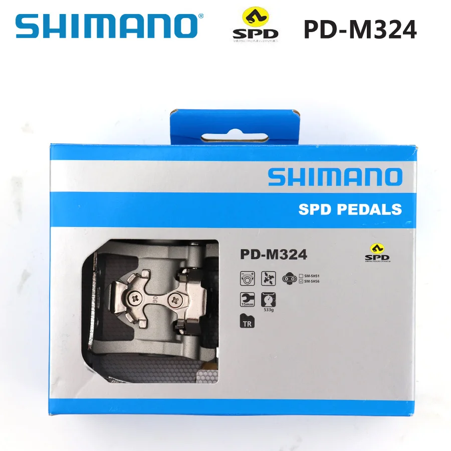 SHIMANO PD M324 PD-M324 педаль SPD MTB дорожный педали включает в себя бутсы SM-SH56 набор велосипед педали запчасти