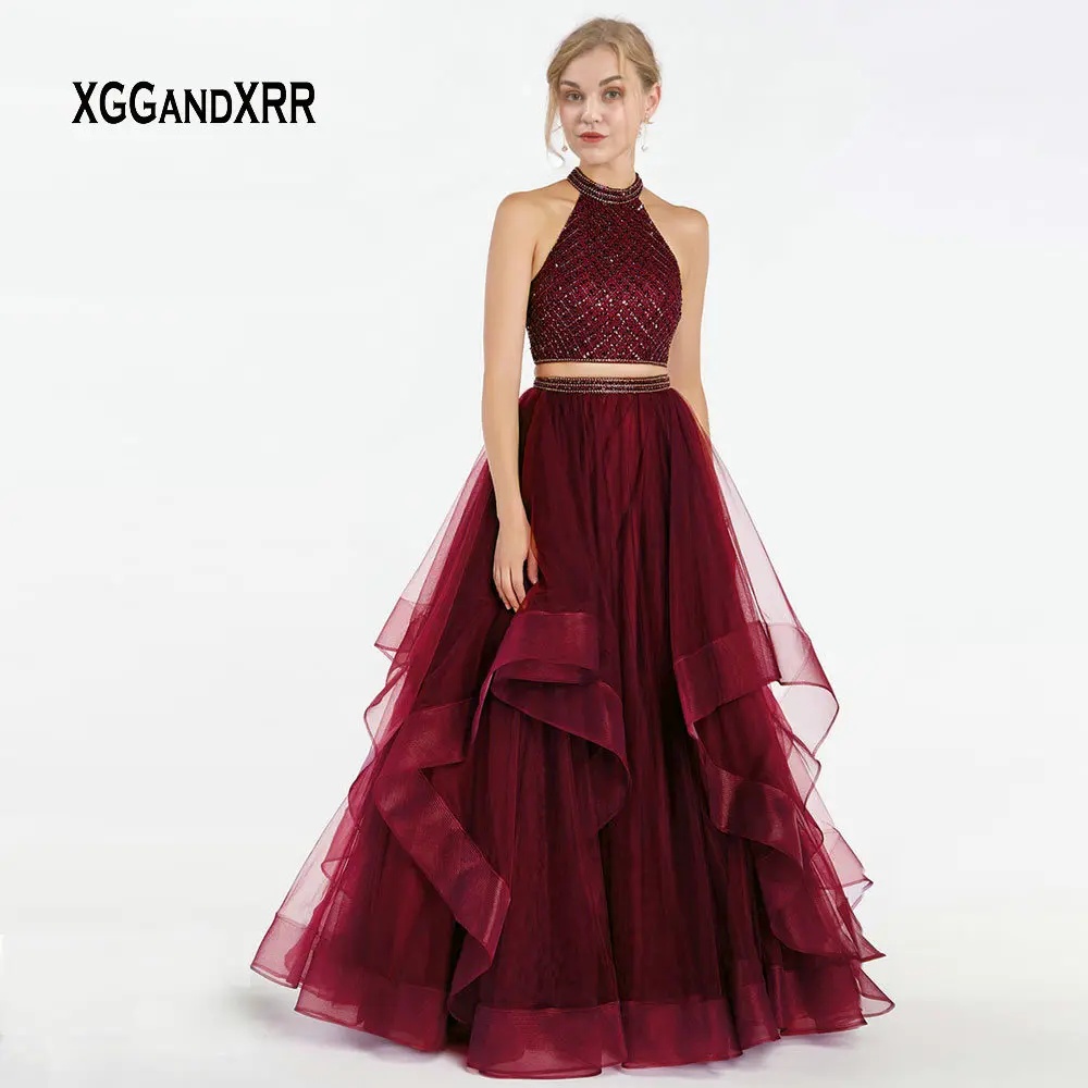 Сексуальное платье из двух частей для выпускного вечера vestido de fiesta, длинное вечернее платье без бретелек с открытыми плечами, атласное платье для девочек на выпускной