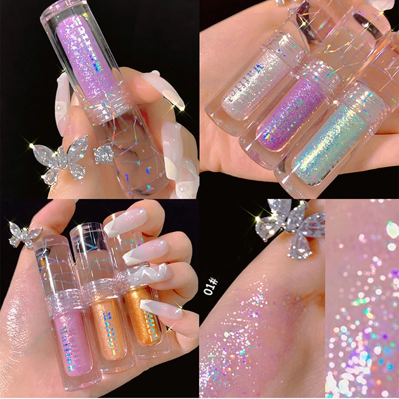 

Жидкие тени для век, стойкий бронзер, хайлайтер, водостойкий, легко носить, мерцающий, блестящий, Металлический Макияж, макияж для вечеринки,...