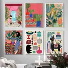 Современные разноцветные абстрактные садовые растения, холст, живопись, плакаты и принты, Настенная картина, галерея, коридор, уникальный домашний декор