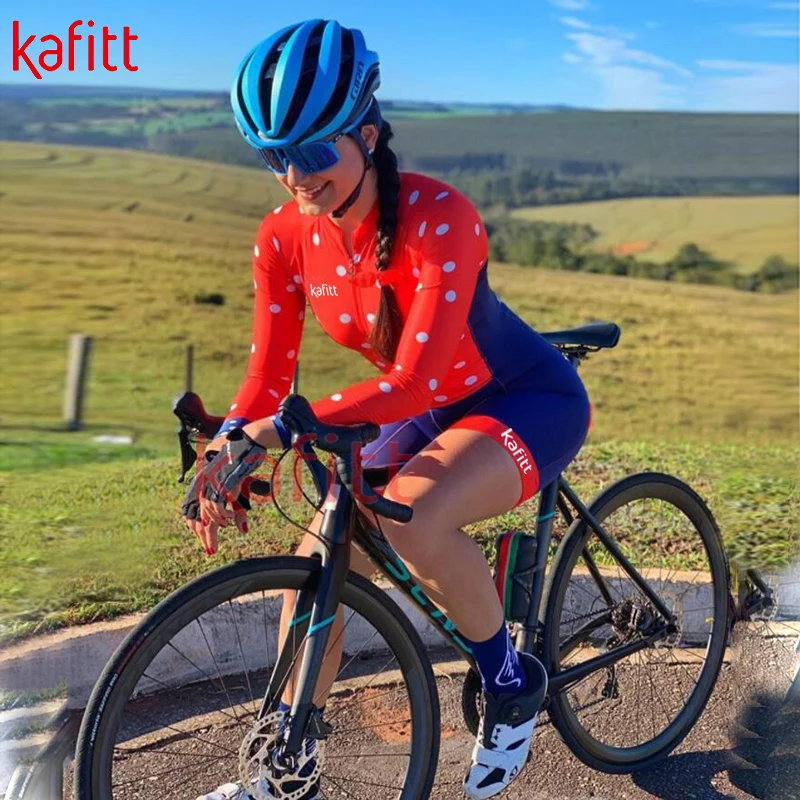 Kafitt Pro КОМАНДА триатлон Для женщин с длинным рукавом Велоспорт костюм
