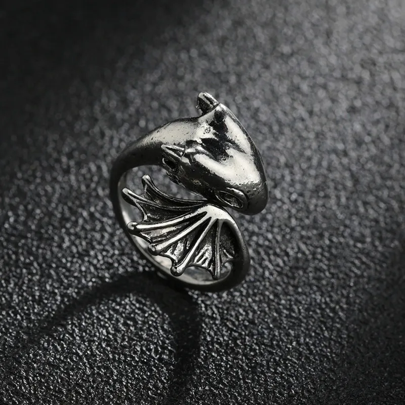 Кольцо в стиле Панк "Маленький Дьявол-Дракон" Готические кольца с открытым хвостом украшения для женщин и мужчин.