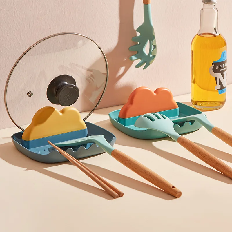 

Kitchen Spoon Holders Spatula Rack Shelf Organizer Plastic Spoon Rest Non-slip Chopsticks Cooking Utensils Pot Lid Holder