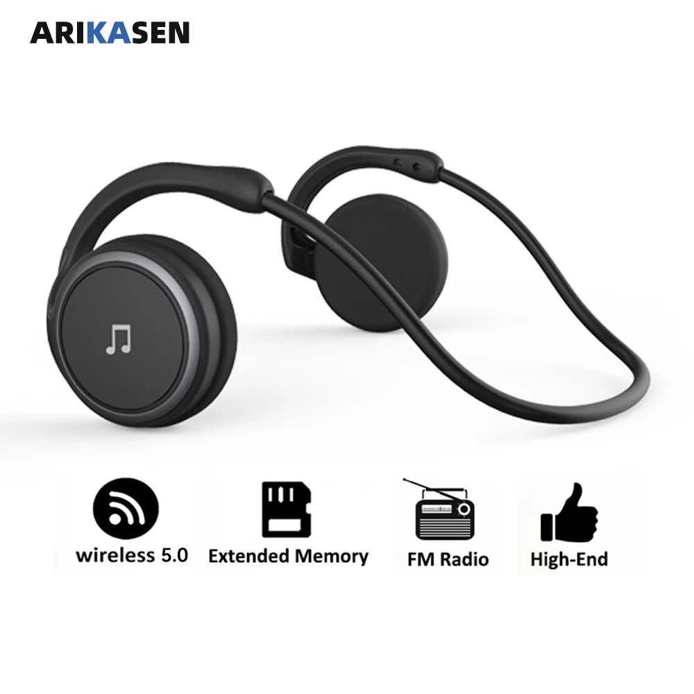 

Arikasen Bluetooth earphone sport MP3 Player Headset FM Radio Extended Memory Wireless Headphone Player Bluetooth Headphone Mic