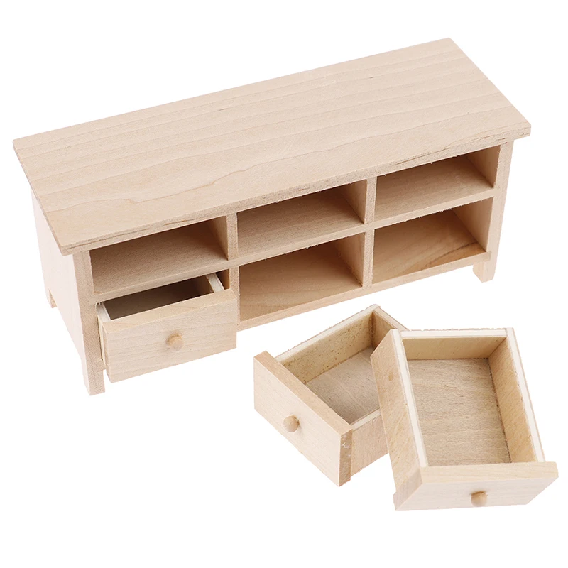 1 шт. 1:12 миниатюрная мебель для кукольного домика деревянный ТВ шкаф хранения