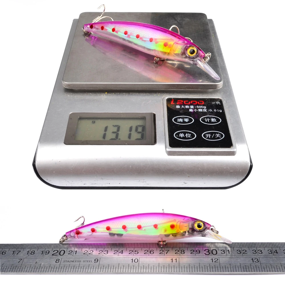

PROBEROS 8pcs Fishing Lure Set 11cm 13.4g Hard Artificial Minnow Lures 8 Color Crankbait Fishing Baits #4 Treble hook dw1196