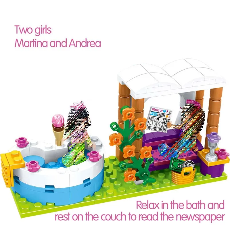 New Friends Heart Lake Summer City Pool celebration Girl's Assembling House Building Blocks Compatible Brick Toys | Игрушки и хобби