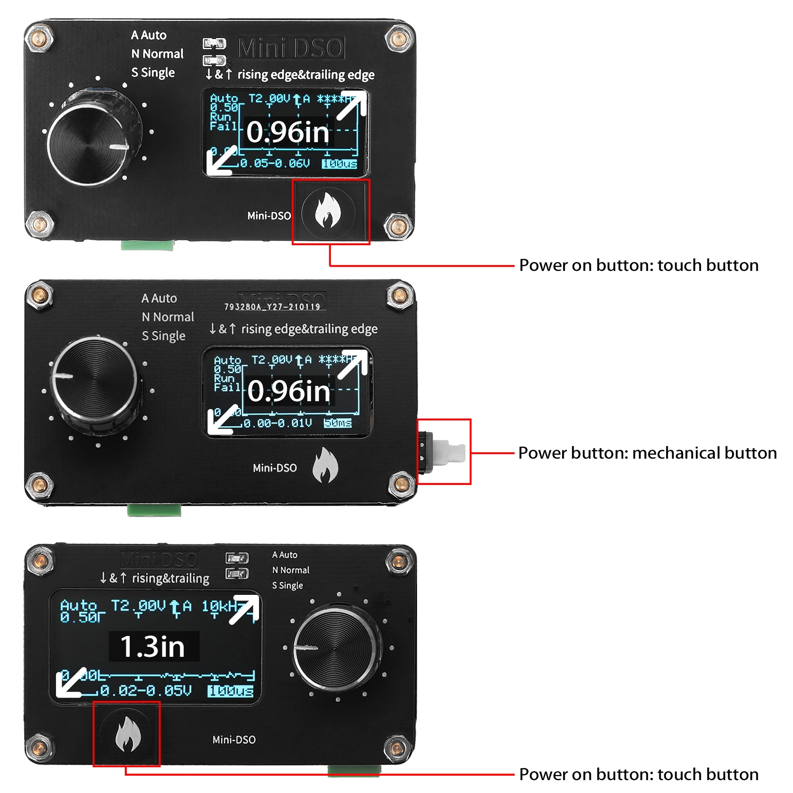 Осциллограф с диагональю 0 96 дюйма и механической кнопкой частота дискретизации
