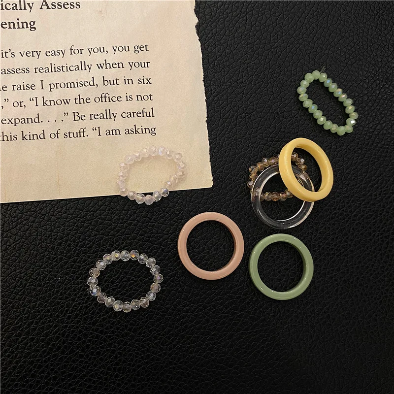 

2021 New Colorful Transparent Acrylic Geometric Round Ring Minimalist Resin Acetate Plate Finger Rings for Women Girls Jewelry