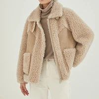 solid color sheep shearling fur short coats female lady women composite fur wool jackets lambswool warm outwear winter 2021 new