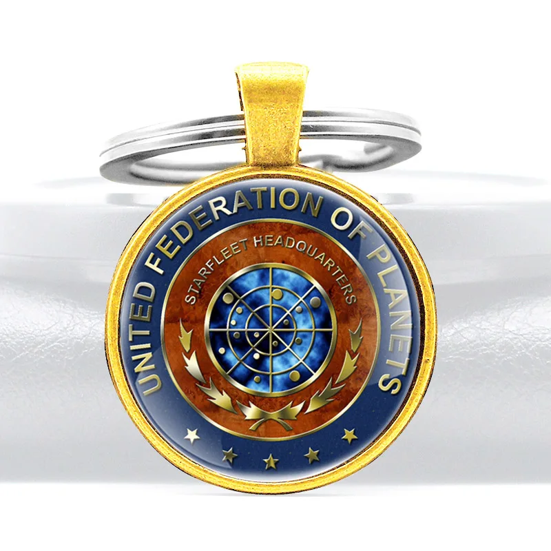 

Classic Starfleet Headquarters Glass Cabochon Metal Pendant Key Chain Fashion Men Women Key Ring Jewelry Gifts Keychains