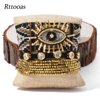 rttooas luxury turkish evil eye bracelet set for women miyuki seed bead tassel charm bracelets handmade woven fashion jewelry