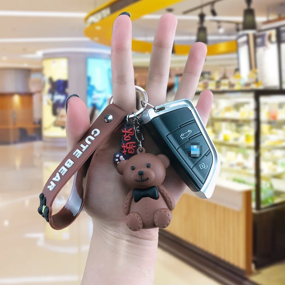

New Fashion Punk Three-dimensional Animal Cute Bear Creative Cartoon Mobile Phone Bag Car Pendant fun Key Chain Accessory Gift