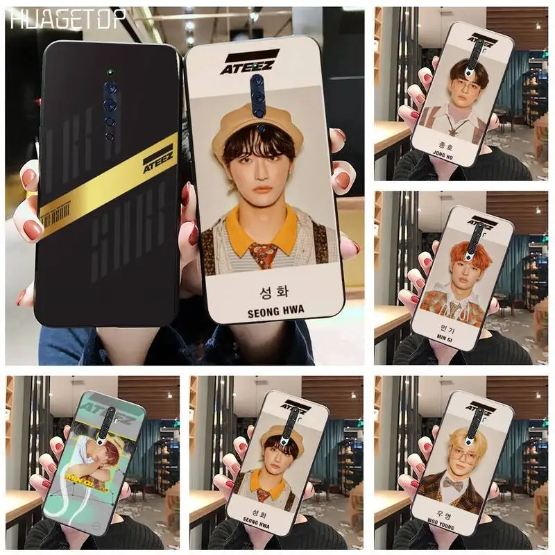 

HUAGETOP ATEEZ HongJoong SeongHWA Silicone Black Phone Case For Oppo A5 A9 2020 Reno2 z Renoace 3pro Realme5Pro