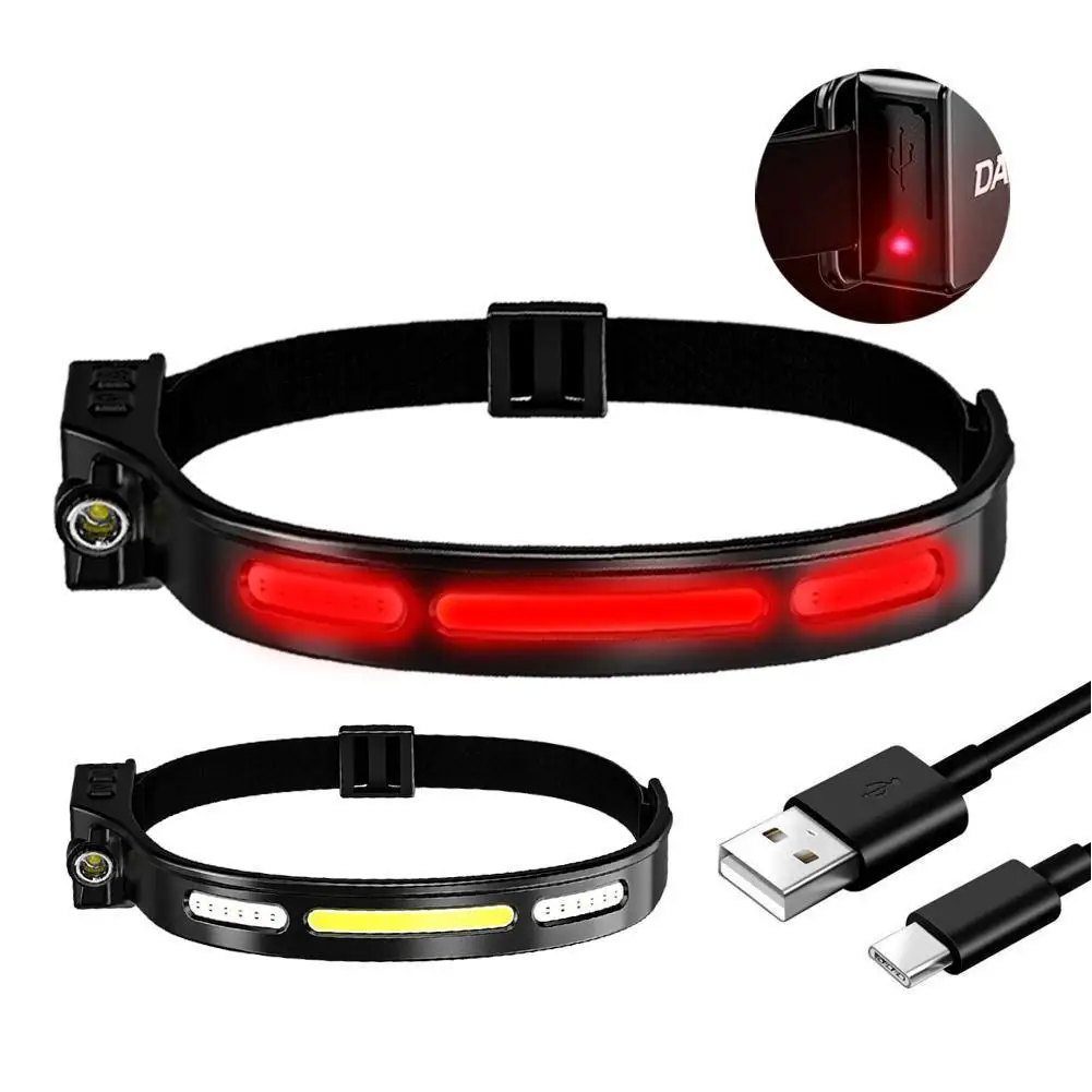 

Induction Headlamp COB LED Headlight Built-in 1200mAh Lithium Battery Rechargeable Portable 5 Modes Warning Head Torch