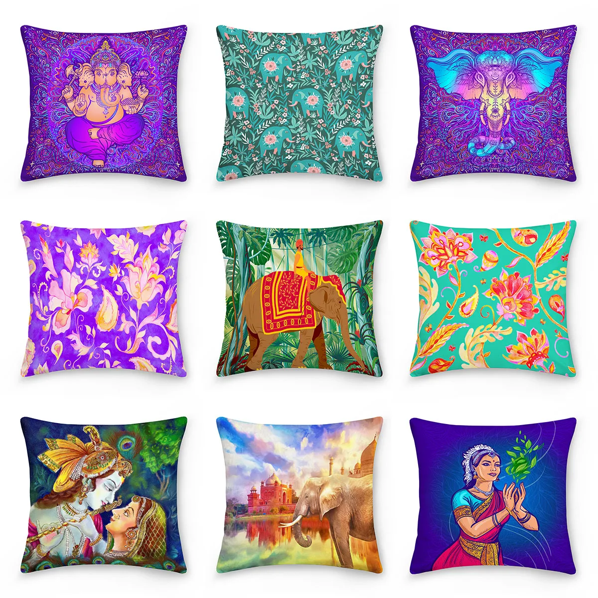 

Custom Bohemia Mandala Elephant Pattern Pillow Case Living Room Decorative Sofa Cushion Cover 45*45cm Car Decor Pillow Case