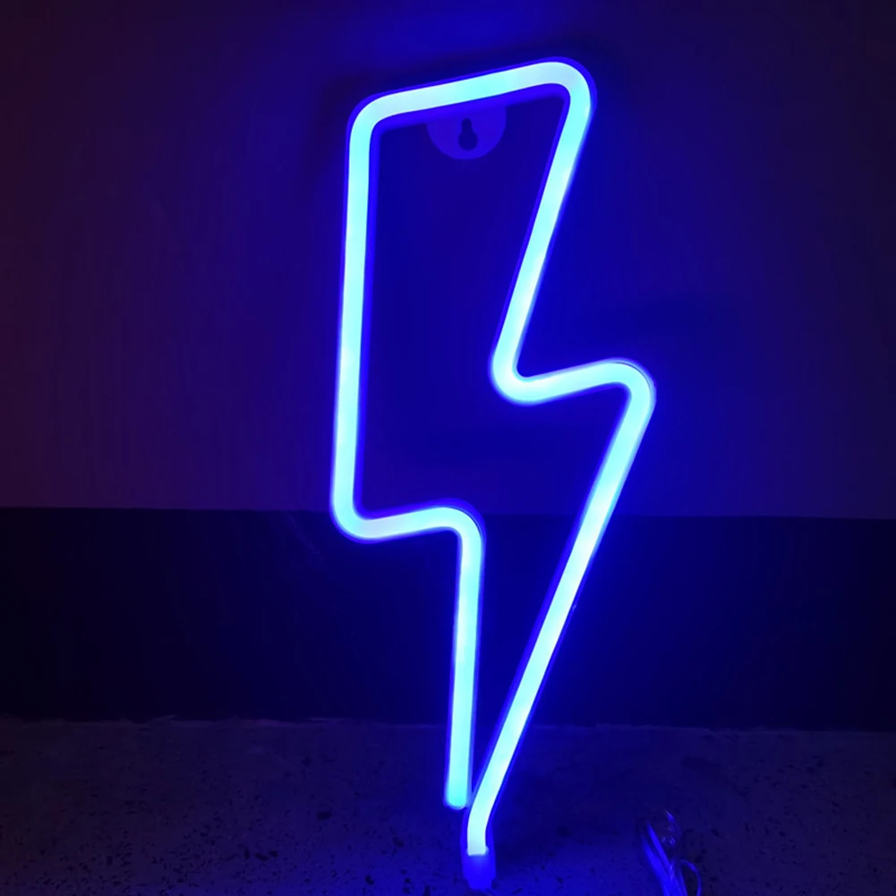 

USB Battery Operated Flash Shaped Sign LED Neon Table Lights Home Party Kids Room Decorative Hanging Wall Night Lamp