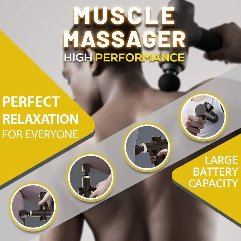 Pistola de masaje de percusi&oacute;n de tejido profundo, masajeador muscular para alivio del dolor, pistola de Fascia, masajeador corporal el&eacute;ctrico, env&iacute;o directo-4
