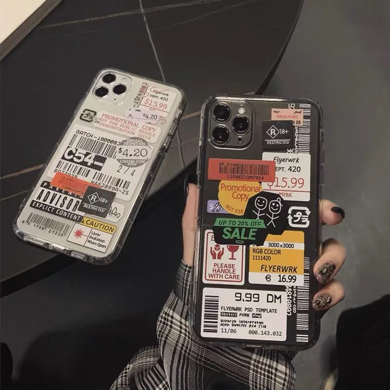 

Новые Теплые Силиконовые чехлы с напоминанием для iphone 11 12 13 Pro xs Max 5 5S 6 6S 7 8 Plus X XR 13, прозрачный чехол с ярлыком штрих-кода для пар