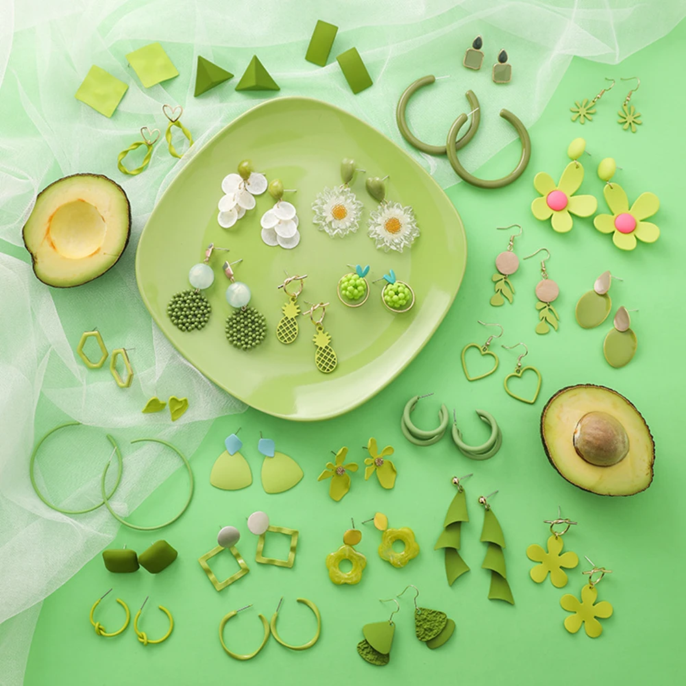 Модные корейские темпераментные серьги авокадо зеленые серии маленькие свежие