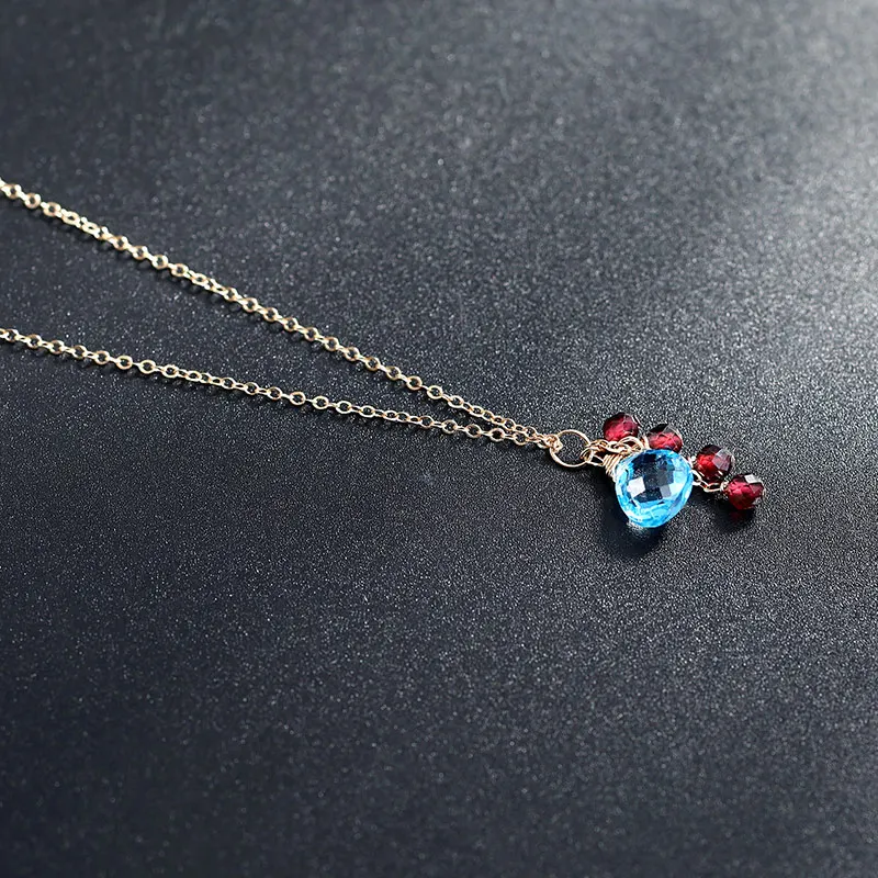 DAIMI 14K золото инъекция подвеска на цепочке до ключиц женский топаз ожерелье