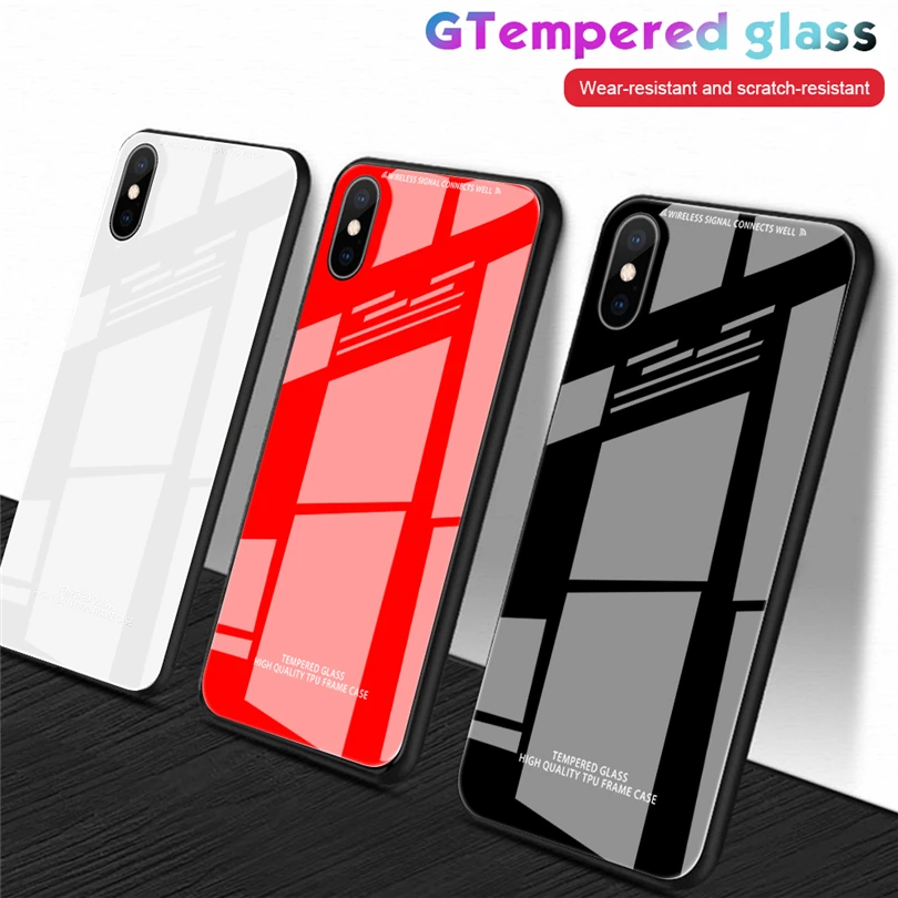 Ударопрочный чехол для телефона iPhone XS Max XR X 6S 6 7 8 Plus задняя крышка из закаленного