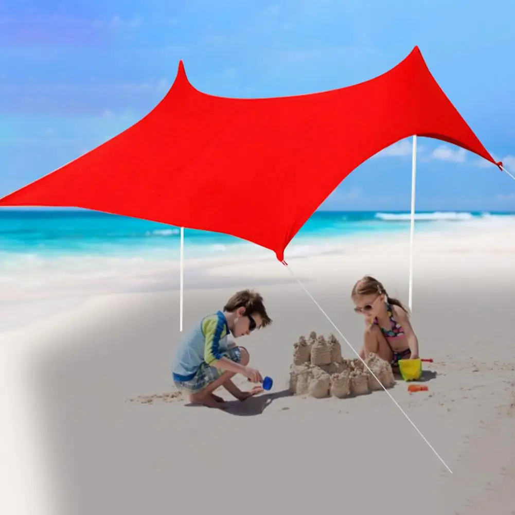 저렴한 휴대용 경량 UV 라이크라 해변 차양 텐트, 야외 낚시 캠핑 캐노피용 대형 가족 캐노피
