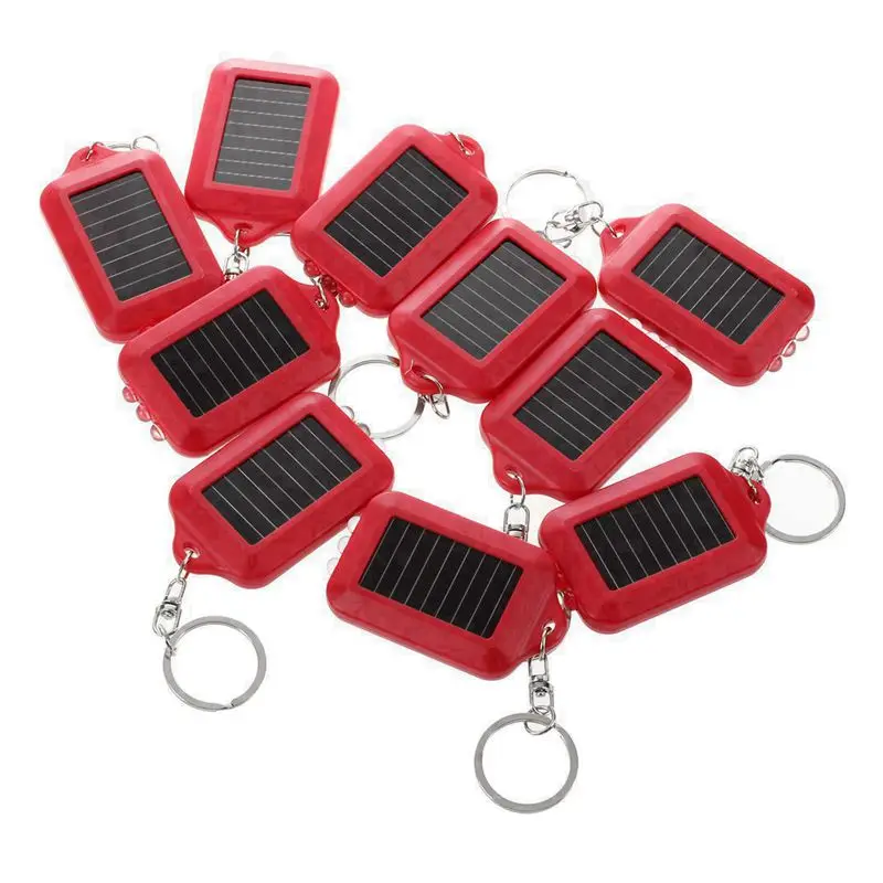 HLZS-10X الطاقة الشمسية الصغيرة القابلة لإعادة الشحن 3LED سلسلة مفاتيح بكشاف ضوء الشعلة الدائري New - red